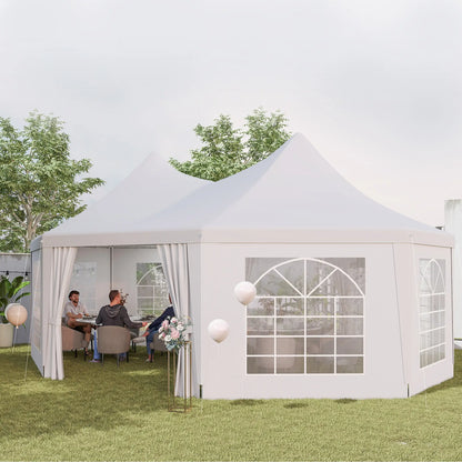 16' x 22' White High Peak Octagonal Wedding Tent, Removable Walls, White