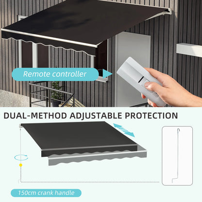 Electric Retractable Awning 10' x 8' With Remote, UV Protection, Black Deck Awnings at Gallery Canada