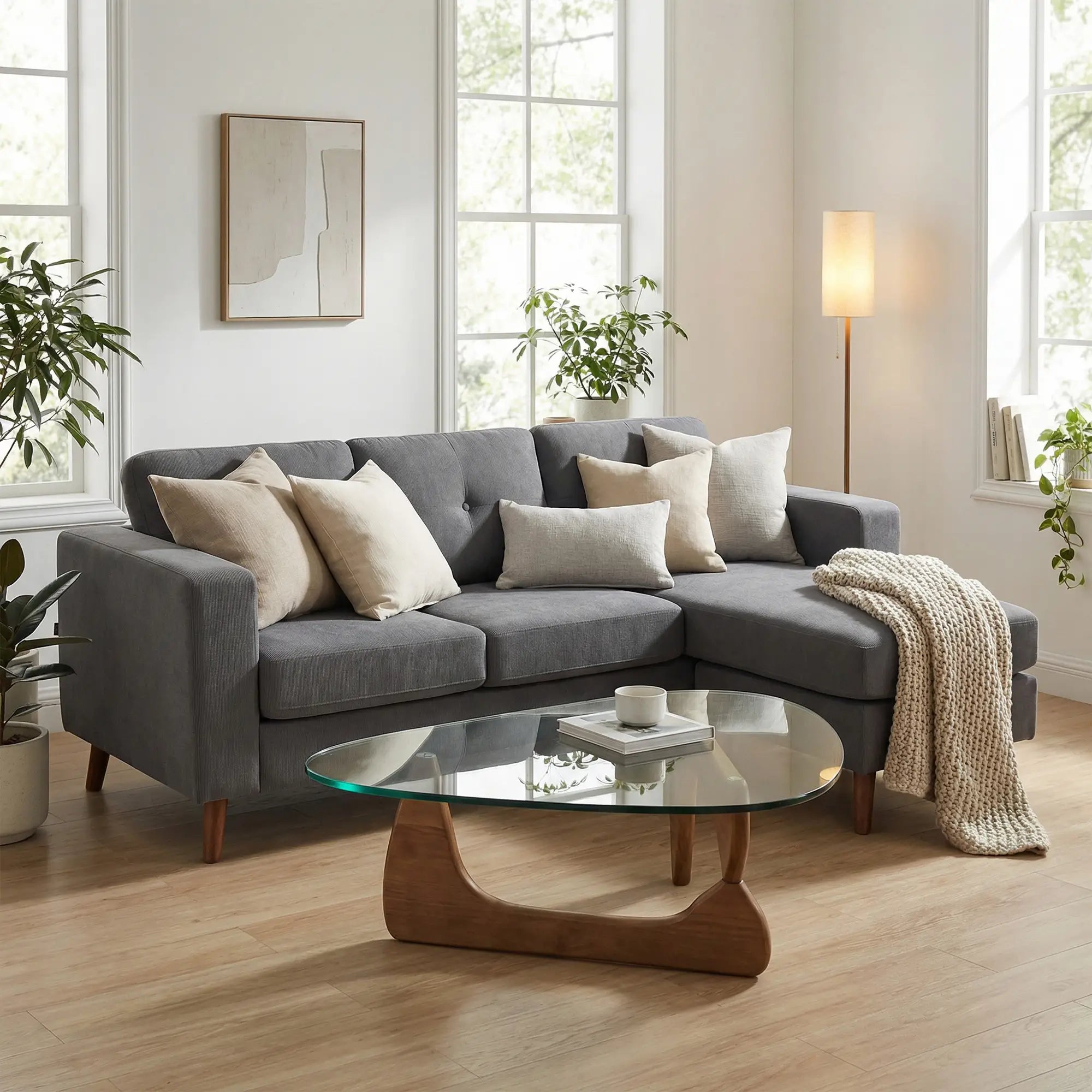 Sectional Sofa with Changeable Chaise, 3 Seat L-Shaped, Dark Grey 3-Seater Sofas at Gallery Canada