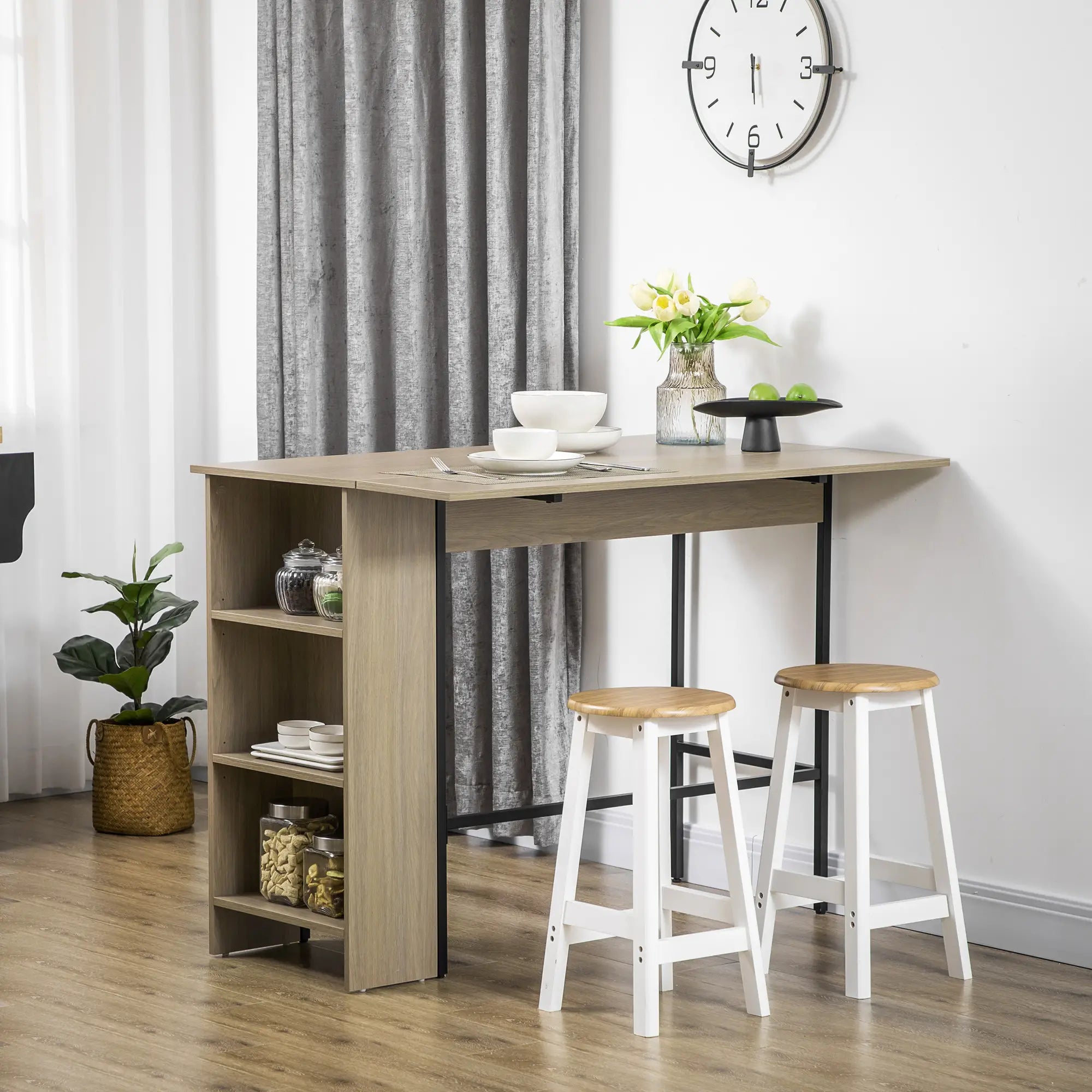 Counter Height Table, Drop Leaf, Extendable, Light Grey Bar Tables at Gallery Canada