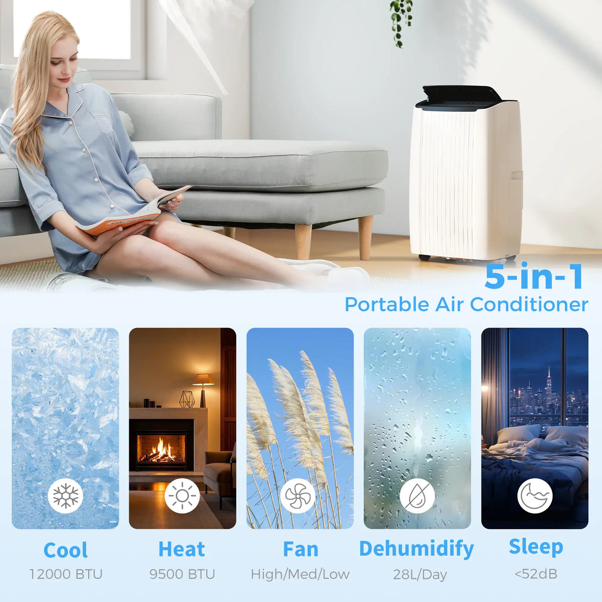 12000 BTU Portable Air Conditioner, 5-in-1, White Air Conditioner at Gallery Canada