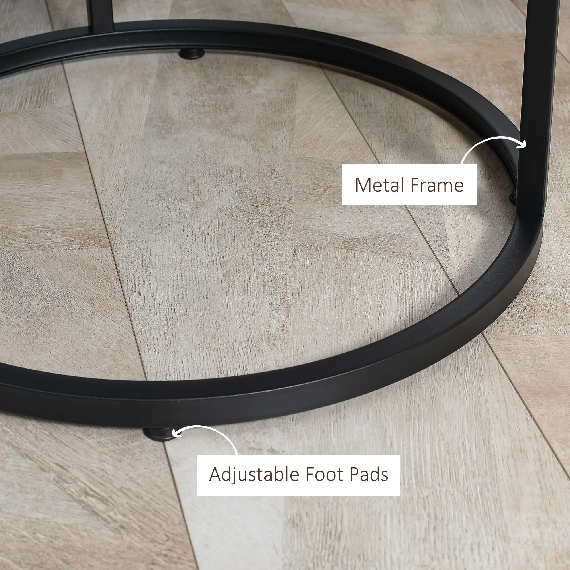 Nesting Coffee Tables Set of 2, Round, Metal Frame, Wood Grain, Grey Living Room Furniture at Gallery Canada