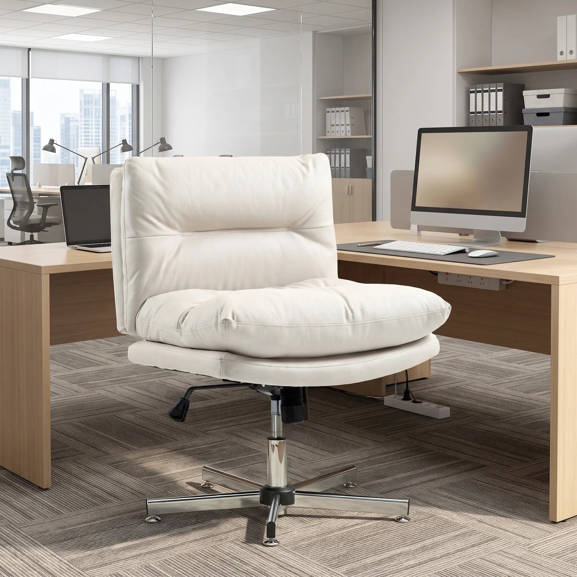 Adjustable Height, Tilt Armless Office Chair, Light Grey Task Chairs at Gallery Canada
