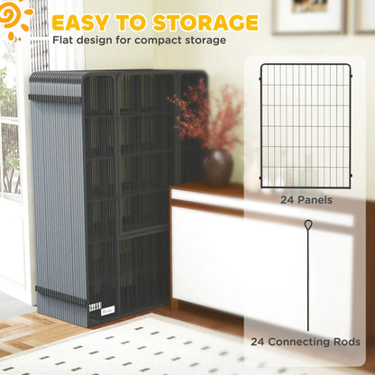 24 Panels 44.5" Height Dog Playpen, Small Medium Large Dogs, Black Houses, Kennels & Pens at Gallery Canada