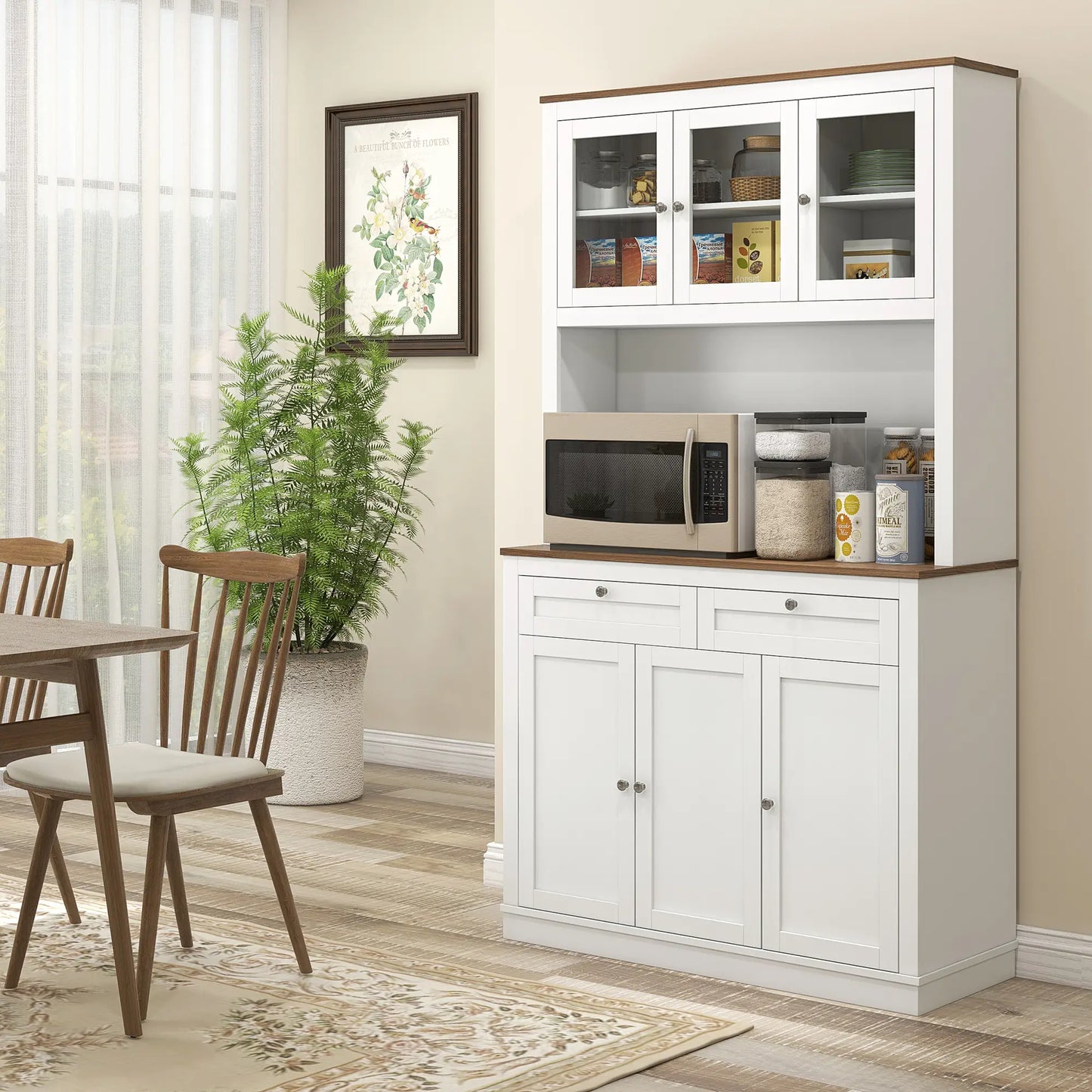 71" Pantry Cabinet With Microwave Space, Kitchen Cabinet, White Kitchen Pantry Cabinets at Gallery Canada