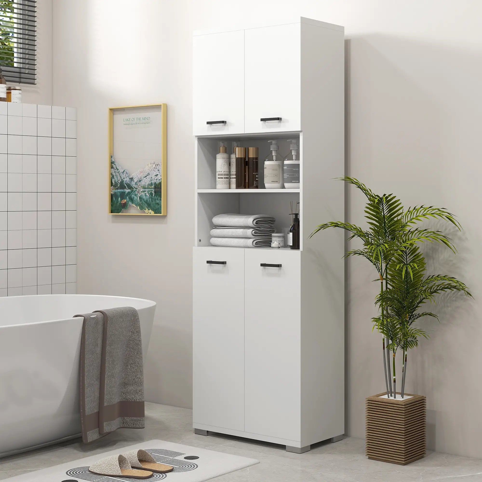 Freestanding Bathroom Cabinet, Open Shelves, 23.6