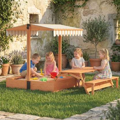 Kids Sandbox With Canopy, Wooden Sand Box, Foldable Picnic Table, Bench Seats Sandboxes & Accessories at Gallery Canada