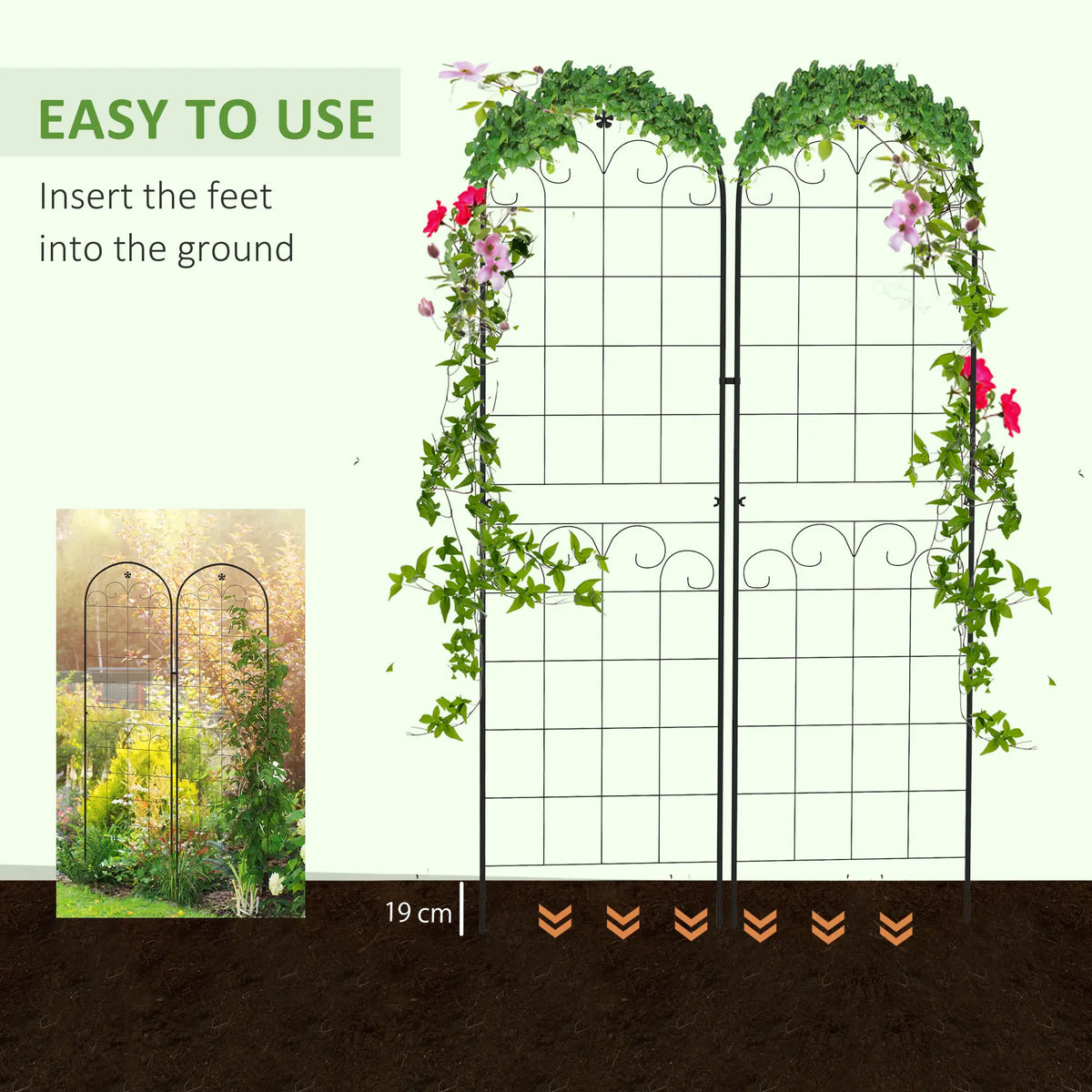 2 Pcs Metal Garden Trellis, Outdoor Plant Support, Patio Lawn Backyard Plant Stands at Gallery Canada