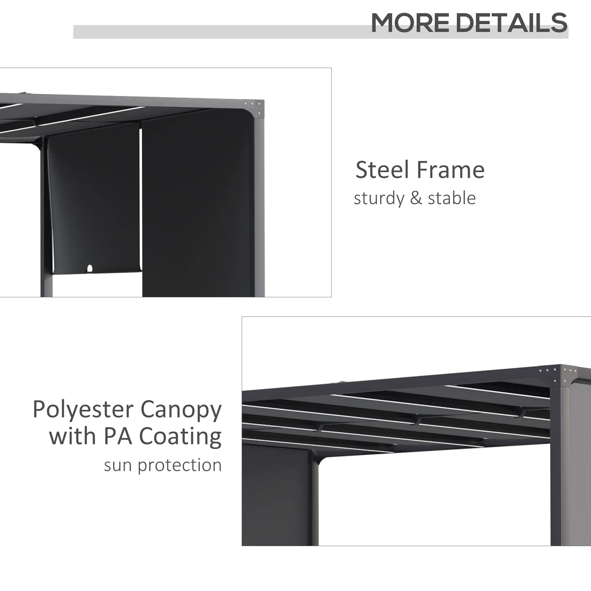 10' x 13' Outdoor Pergola, Sliding Roof, LED Lights, Solar, Dark Grey Pergolas at Gallery Canada