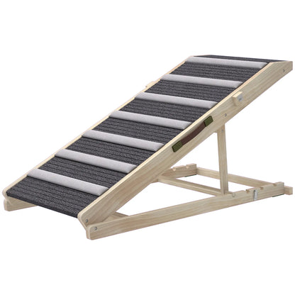 Foldable Dog Ramp For Couch, 4 Adjustable Height 14" to 20", Small to Large Dog Dog Stairs Natural, Grey at Gallery Canada