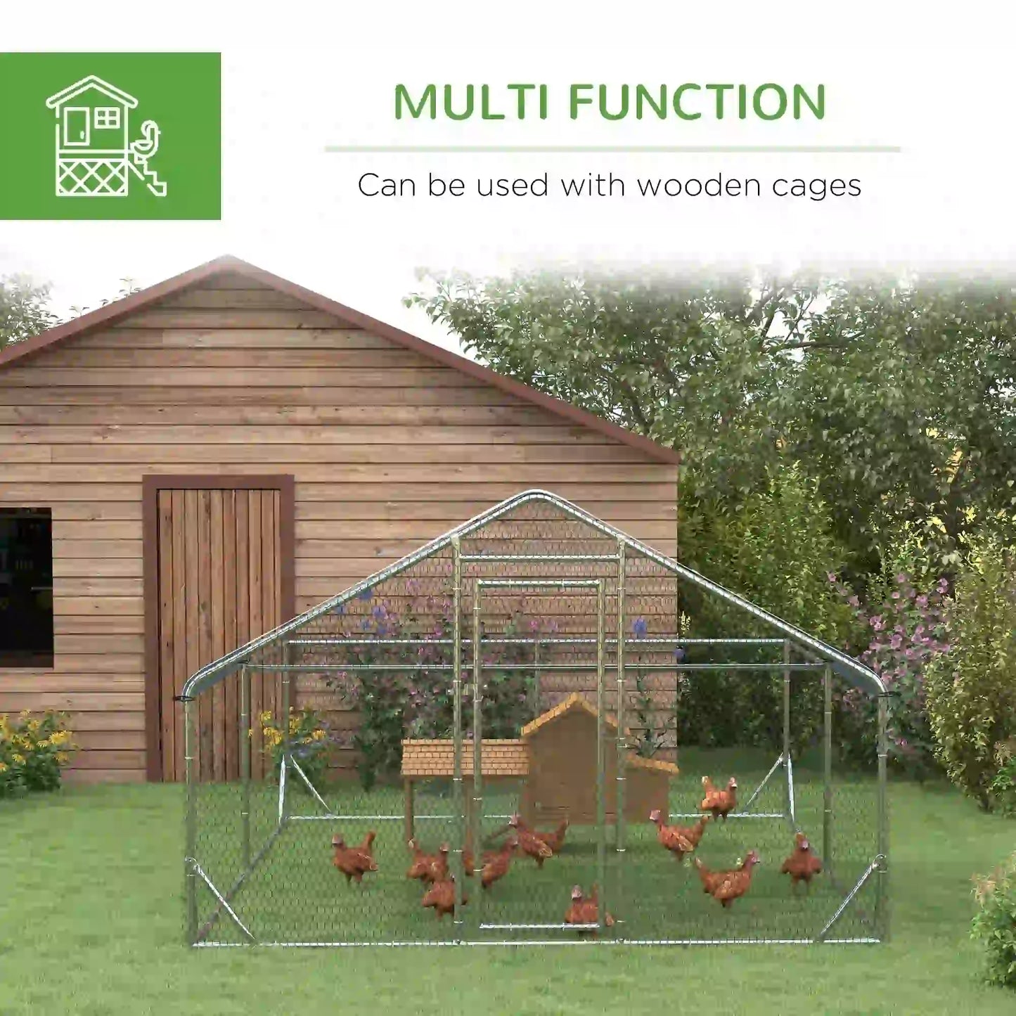 Large Metal Chicken Coop, Walk-in Poultry Cage, 13.1' x 9.8' x 6.4' Chicken Coops at Gallery Canada