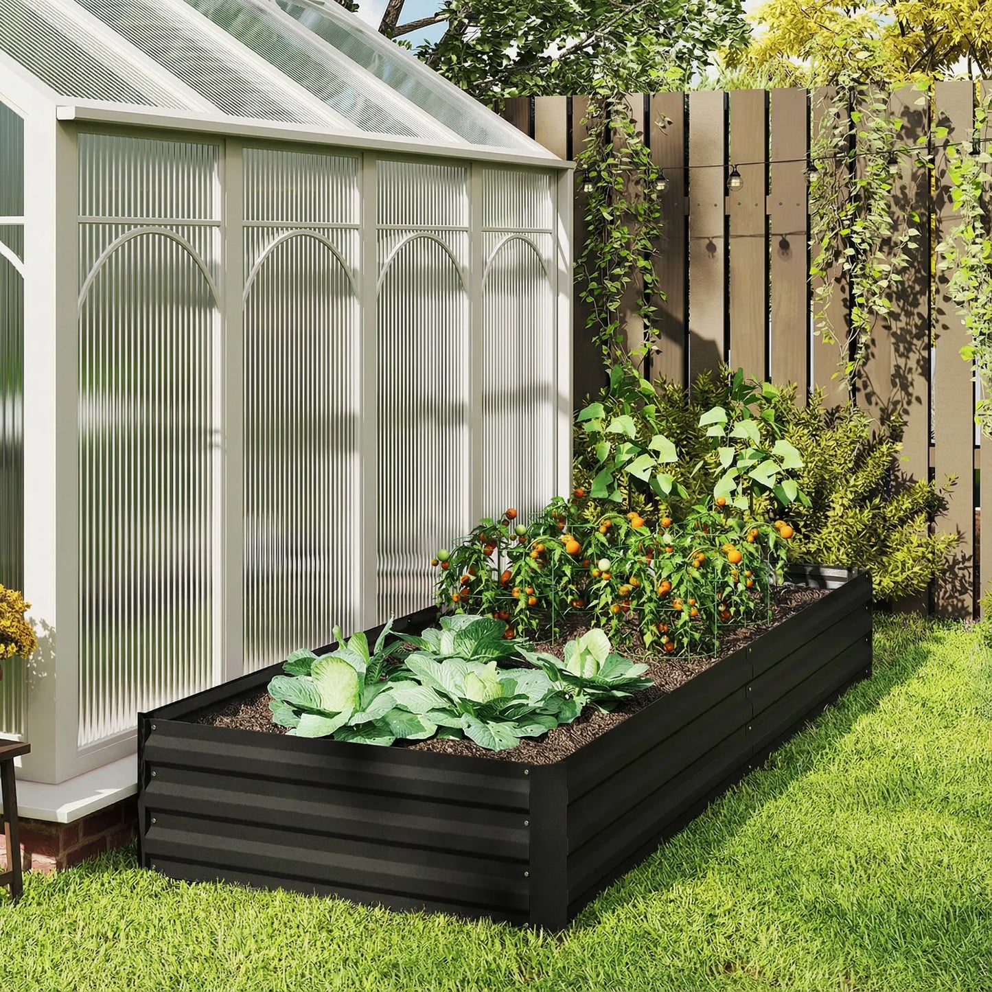 Galvanized Raised Garden Bed, 95" x 36" x 12", Metal Elevated Planter Box, Black Galvanized Planter Boxes at Gallery Canada