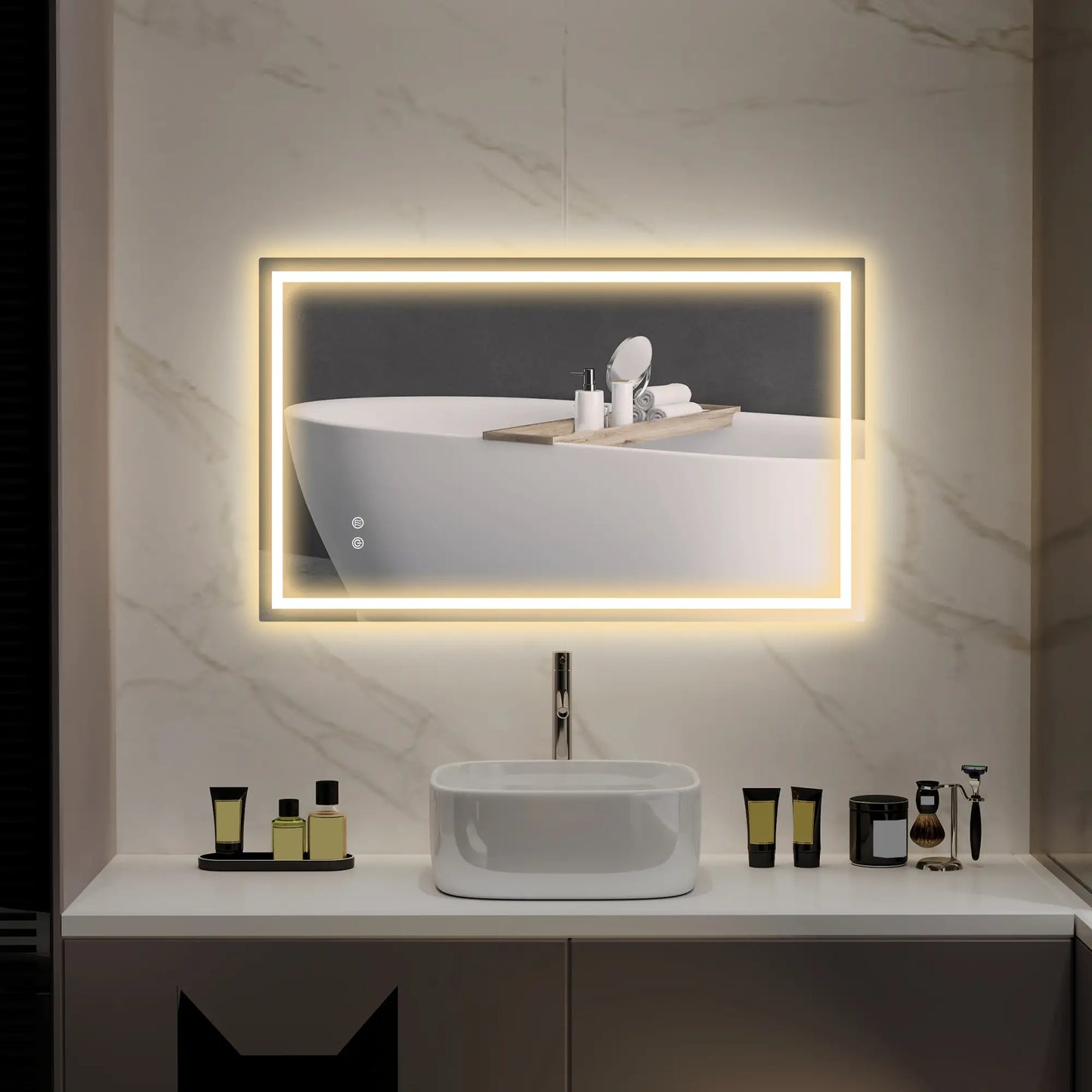 39" x 24" LED Bathroom Mirror, Wall Mounted, Anti-Fog, Touch Button, Clear Wall Mirrors at Gallery Canada