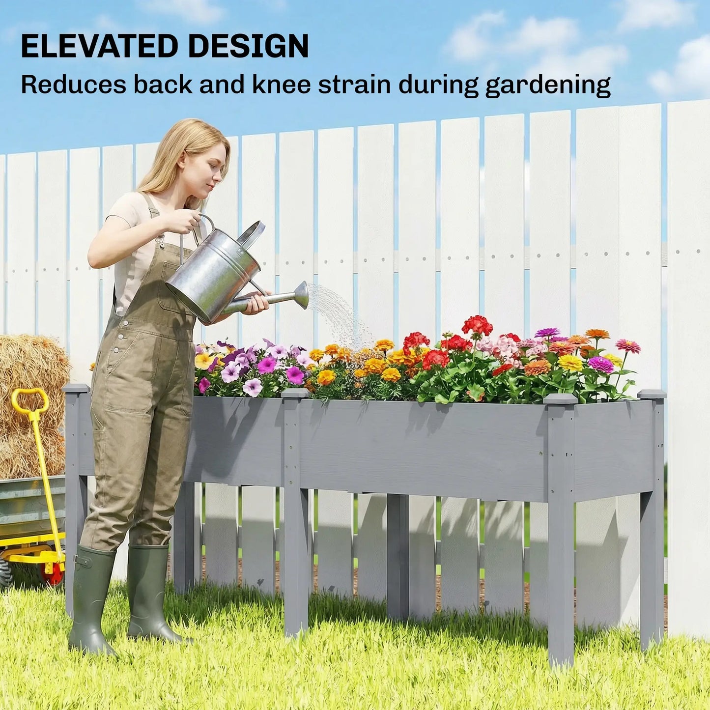 Wooden Raised Garden Bed With Legs, 72" x 23" x 30", Elevated Outdoor Planter Box Elevated Garden Beds at Gallery Canada