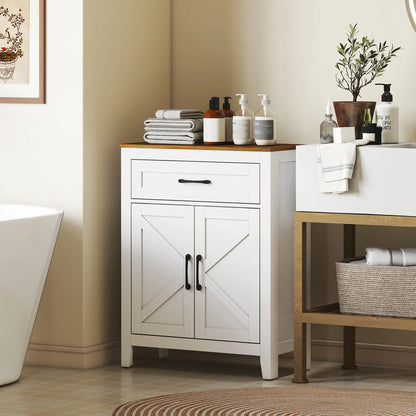 Farmhouse Bathroom Storage Cabinet with Barn Doors, White Freestanding Bathroom Cabinets at Gallery Canada