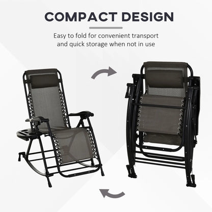 Adjustable Zero Gravity Recliner, Foldable Sun Lounger, Grey Outdoor Rocking Chairs at Gallery Canada
