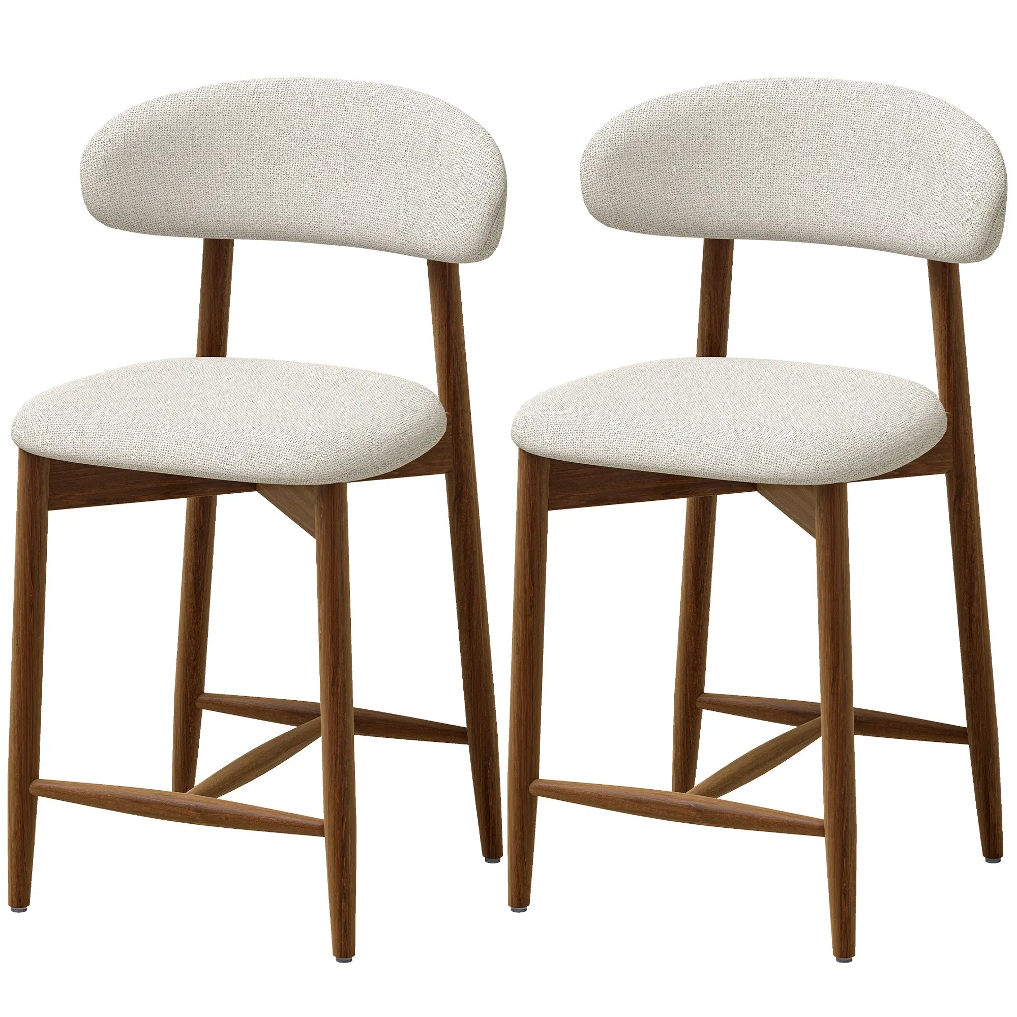Bar Stools Set Of 2, Cream White, Curved Back Counter Height Bar Stools Multi Colour at Gallery Canada