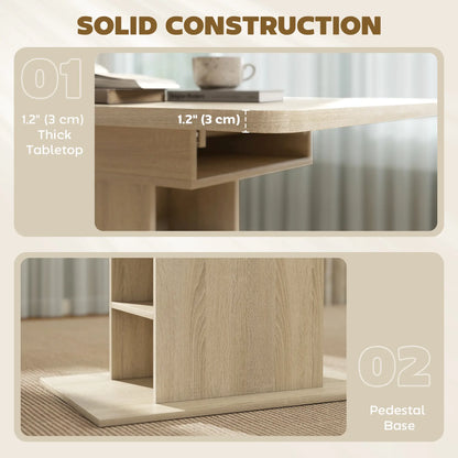 Extendable Dining Table, 43.3"-51.2", Natural Wood, 6 Shelves Dining Tables at Gallery Canada