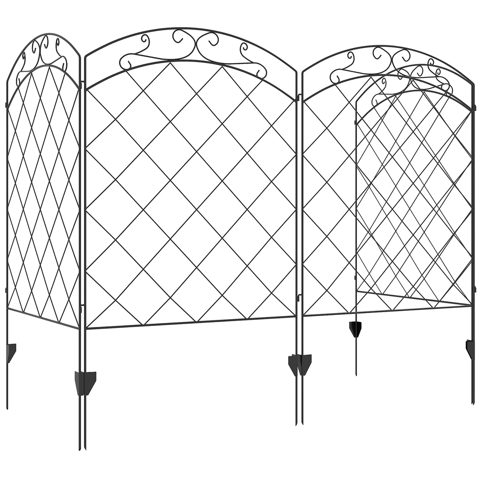 4 Pack Garden Fencing for Yard, Decorative Fence Panels as Animal Barrier and Flower Edging, Circle, Black Garden Fences Black - Scroll at Gallery Canada