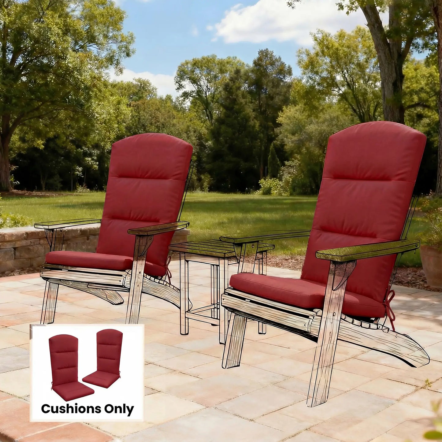 Adirondack Chair Replacement Cushion, Wine Red Patio Chair Cushions at Gallery Canada