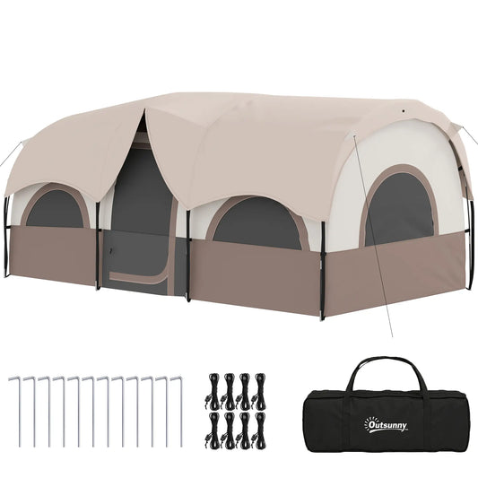 4-6 Person Camping Tent, 3 Room, 3000mm Waterproof, UPF30+, Khaki Camping Tents Khaki at Gallery Canada