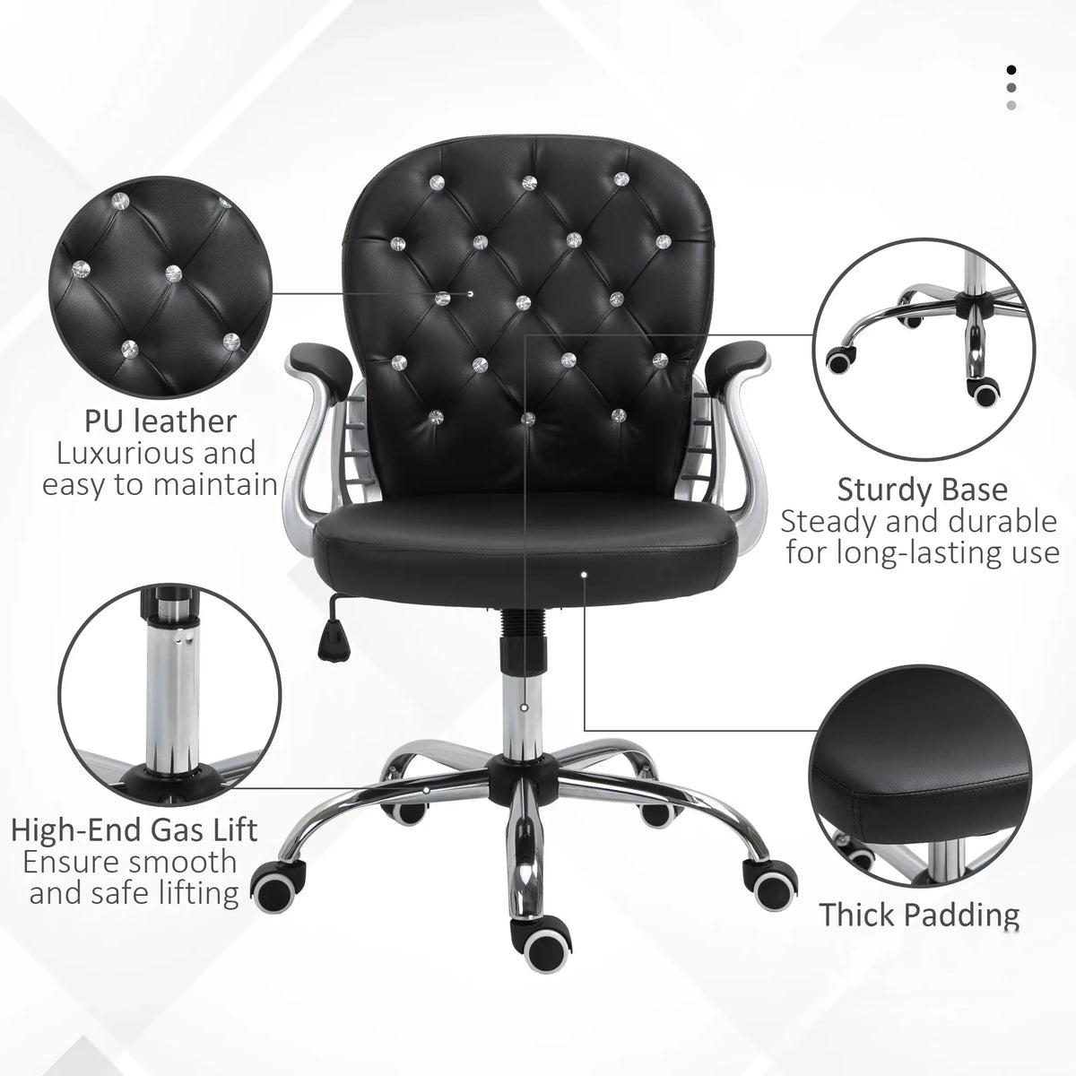 Ergonomic Office Chair, Adjustable Height, Padded Seat, Black Executive & Manager Chairs at Gallery Canada