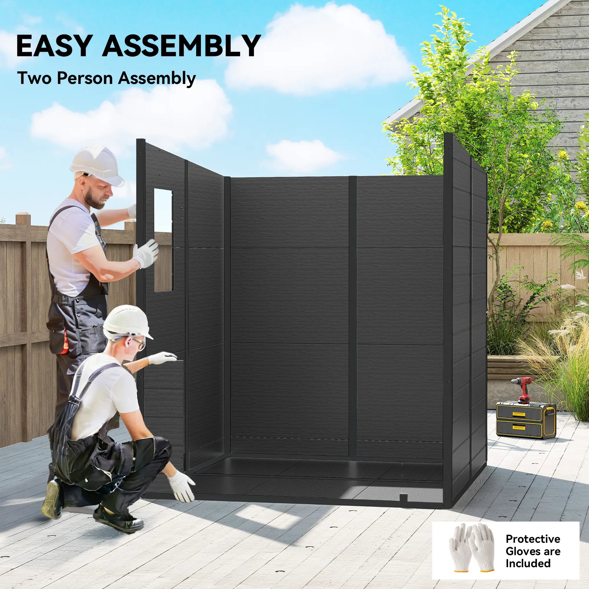 6' x 6' Outdoor Storage Shed, Plastic Garden Shed, Dark Grey, Dark Grey Sheds at Gallery Canada