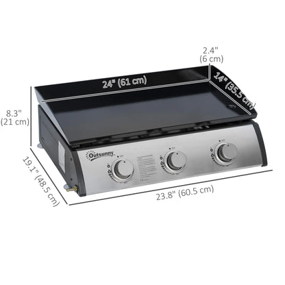 3 Burner Portable Tabletop BBQ Grill, Silver