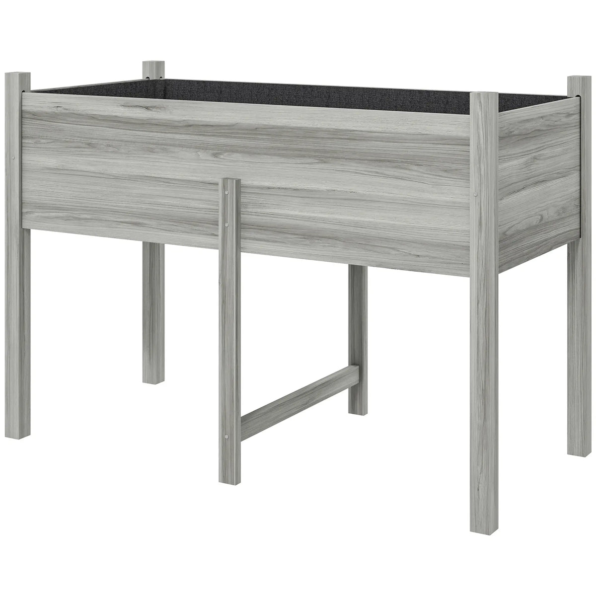 Wooden Raised Planter Box, Drain Holes, 45.3x21.7x31.5inch, Grey Raised Garden Beds Grey at Gallery Canada