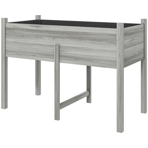 Wooden Raised Planter Box, Drain Holes, 45.3x21.7x31.5inch, Grey