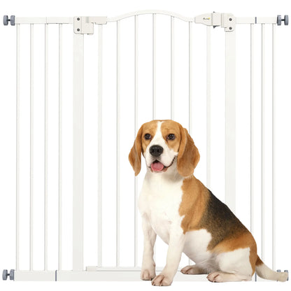 Extra Tall Dog Gate with Door, Pressure Fit, Auto Close, 29-39 Inches, White Houses, Kennels & Pens at Gallery Canada