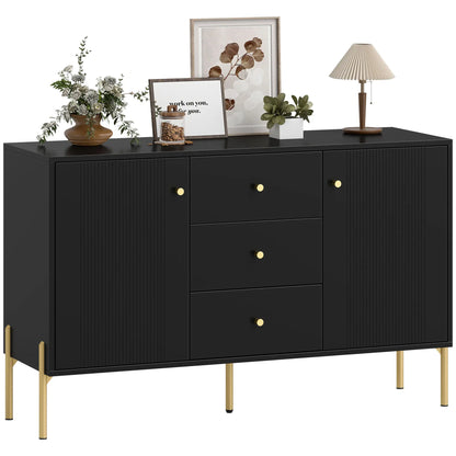 Buffet Cabinet, Modern Sideboard with 3 Drawers and 2 Shelves, Black Storage Cabinets at Gallery Canada
