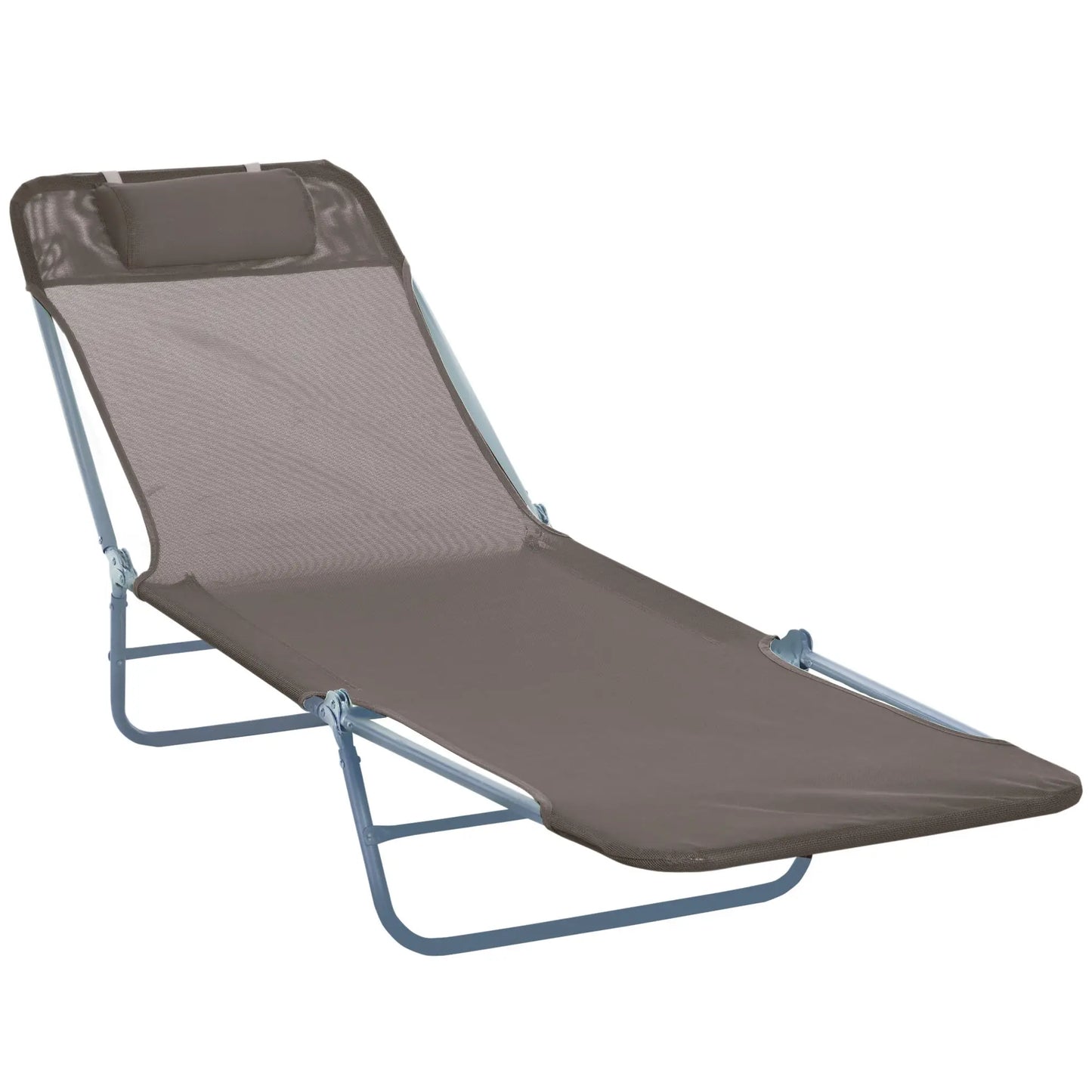 Outdoor Lounge Chair, Adjustable Reclining Seat, Folding Chaise, Brown Lounger Chairs Brown at Gallery Canada