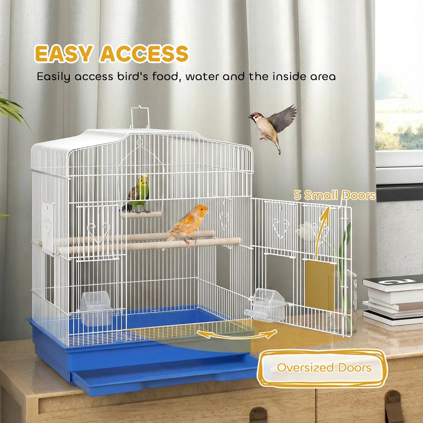 23" Bird Cage for Finches Canaries, with Doors Perches, Blue Bird Cages at Gallery Canada