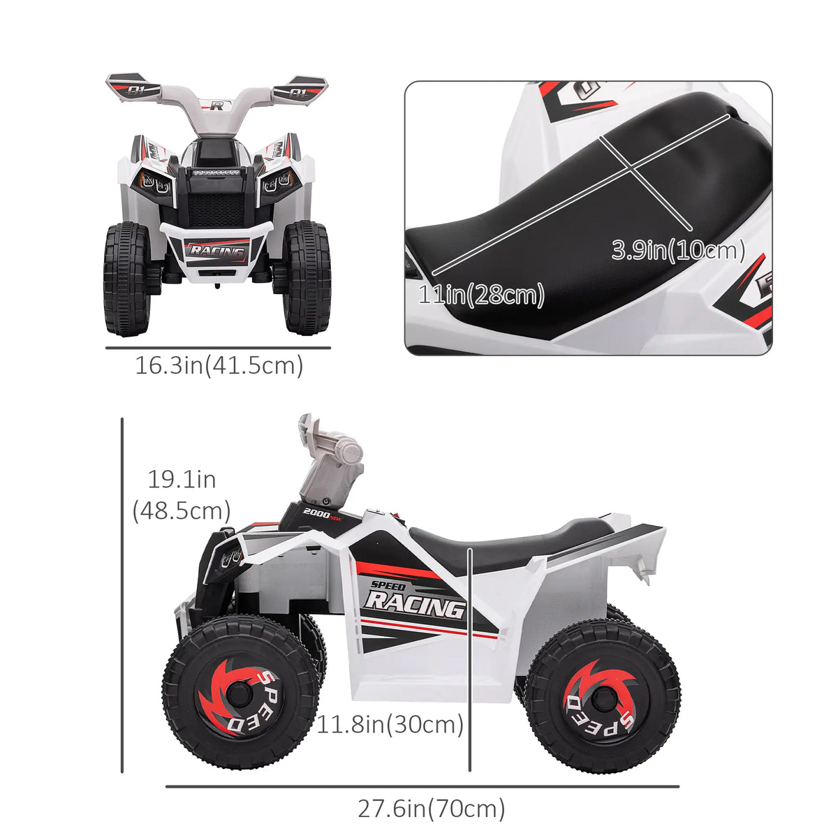 6V Kids Electric Car, Wear-Resistant Wheels, 18-36 Months, White Electric Toy Cars at Gallery Canada