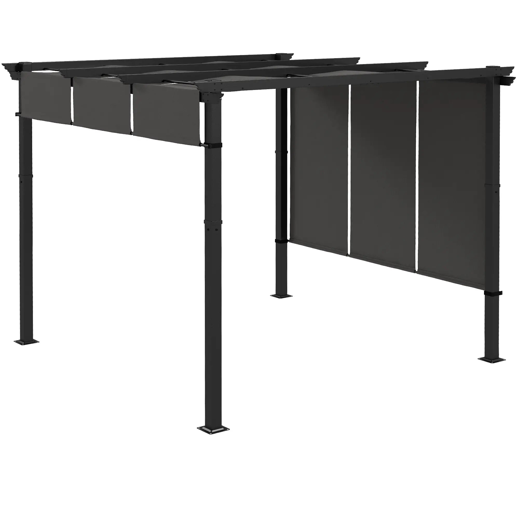 10' x 10' Metal Pergola, Retractable Canopy, Charcoal Grey Pergolas Charcaol Grey at Gallery Canada