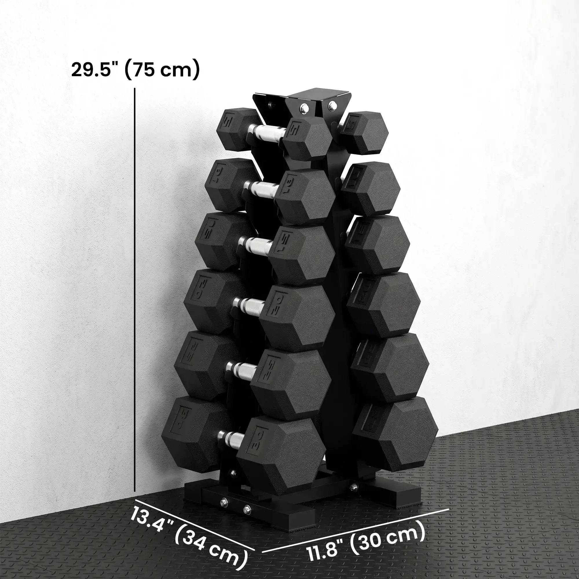 Hex Dumbbell Weight Set With Vertical Rack, 210lbs Dumbbells & Barbells at Gallery Canada