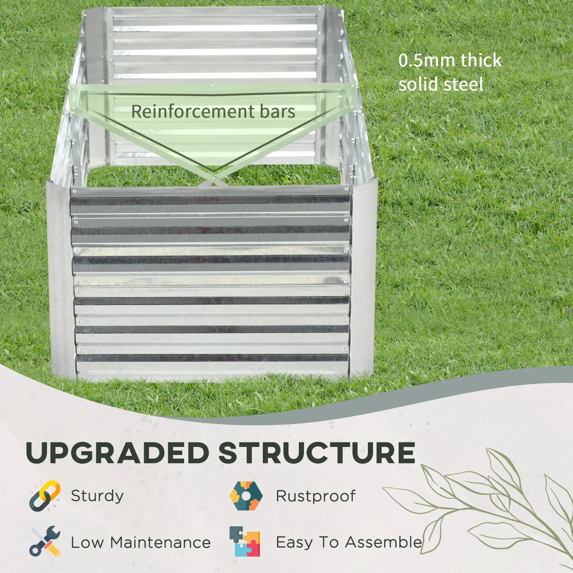 Galvanized Raised Garden Bed, Steel Outdoor Planter, 71'' x 35'' x 23'', Silver Galvanized Planter Boxes at Gallery Canada