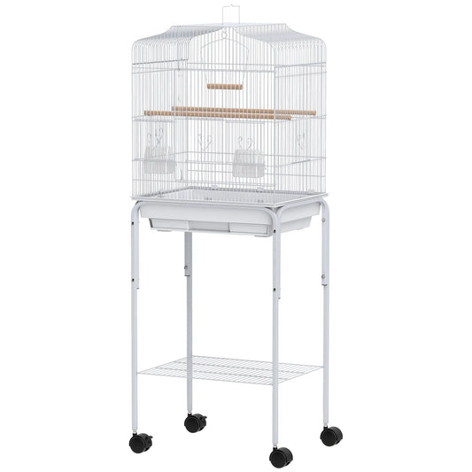 49 Rolling Bird Cage, Cockatoo House, Play Top, Storage Shelf, Wheels, White Bird Cages White at Gallery Canada