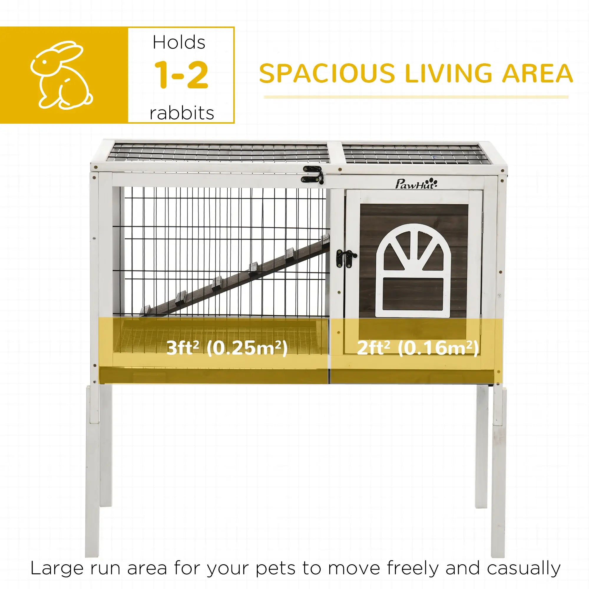 Rabbit Hutch Dual Height Bunny House, Slide Out Tray, White Coffee, White Rabbit Hutch at Gallery Canada