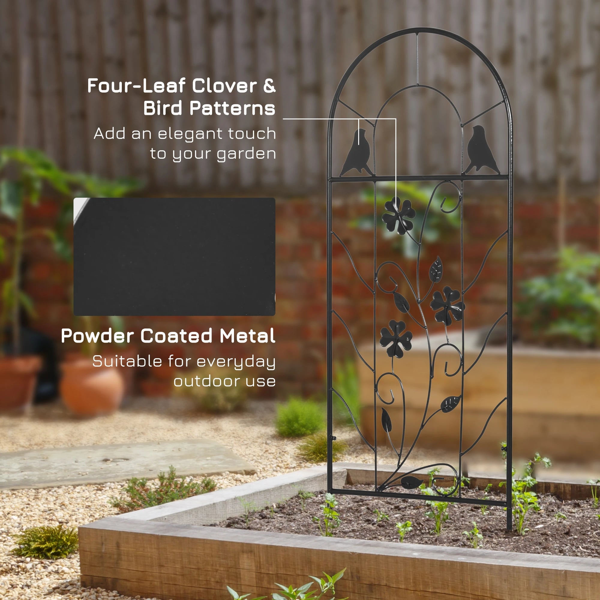 2 Pack Metal Garden Trellis, Birds and Leaves Grid Panels, 39