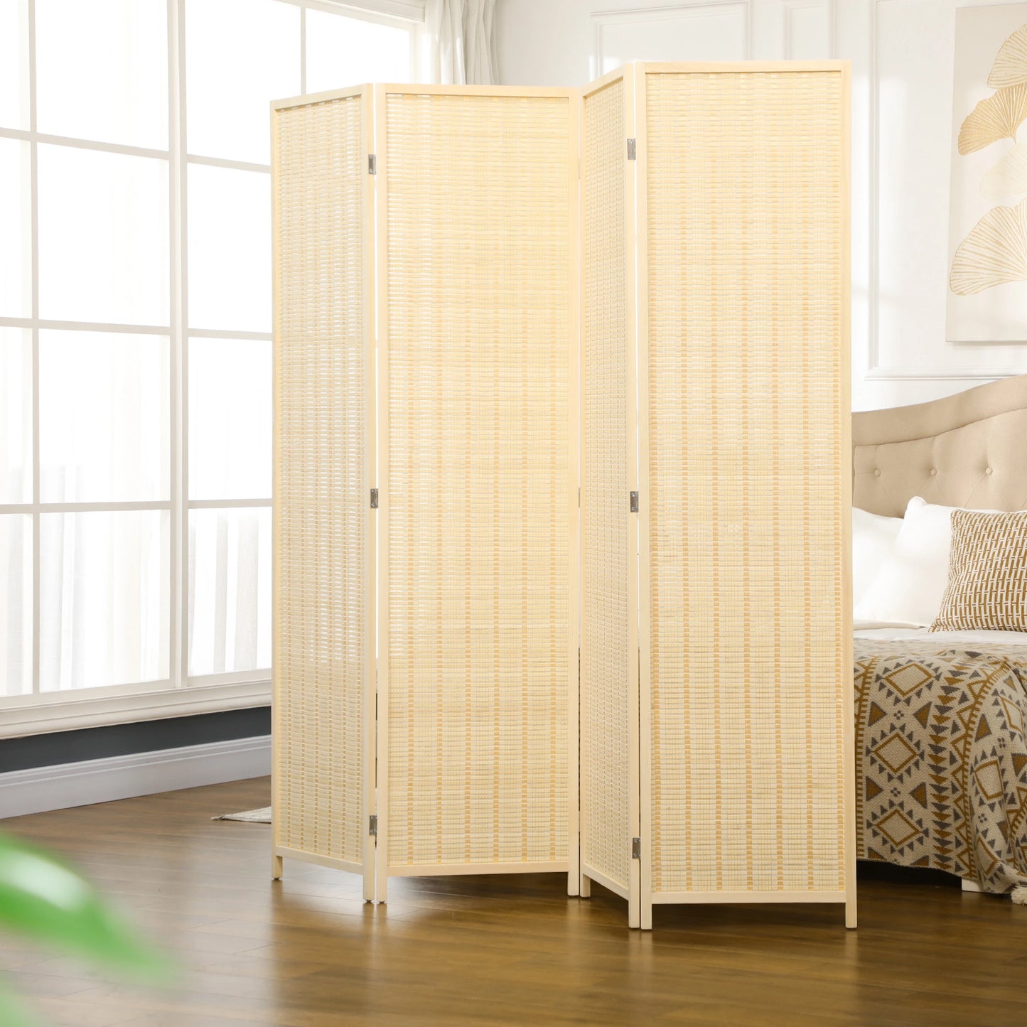Woven Bamboo Room Divider, 4 Panel, 71"x71"x0.6", Natural Room Dividers at Gallery Canada