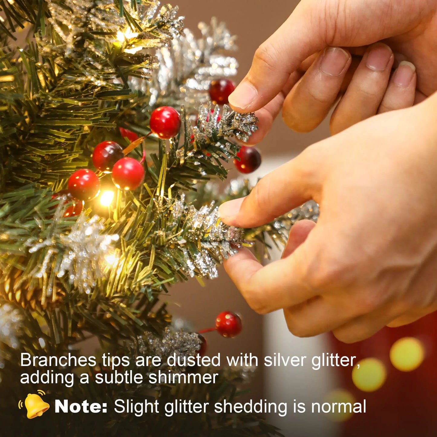 7 ft Pencil Prelit Christmas Tree, LED Light, 8 Modes, Silver Glitter Pre Lit Christmas Trees at Gallery Canada