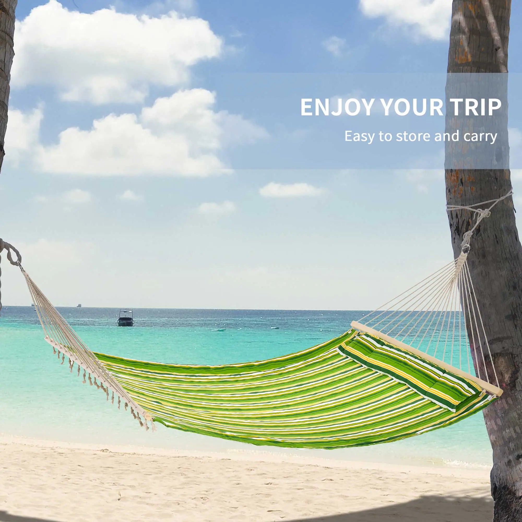 Patio Hammock With Pillow, Striped Camping Lounger, Green Camping Hammocks at Gallery Canada