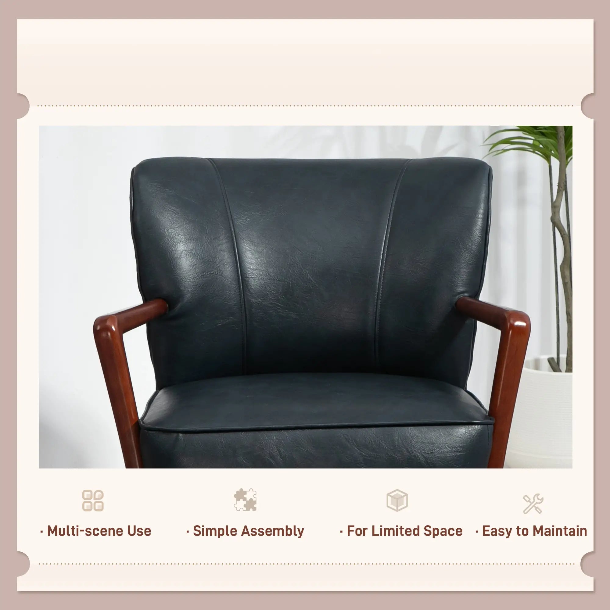 Modern Accent Chair, Faux Leather Upholstery, Wood Legs, Blue Accent Chairs at Gallery Canada