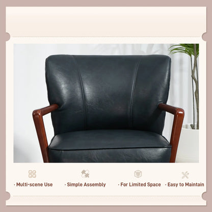 Modern Accent Chair, Faux Leather Upholstery, Wood Legs, Blue Accent Chairs at Gallery Canada