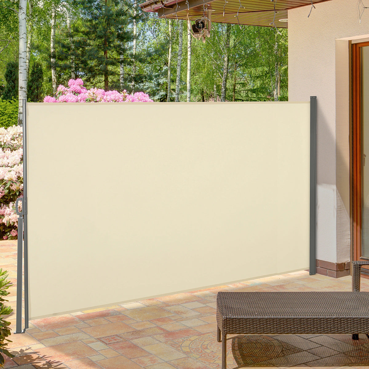 118" x 63" Retractable Patio Awning, UV & Wind Resistant, Cream White Side Awnings at Gallery Canada