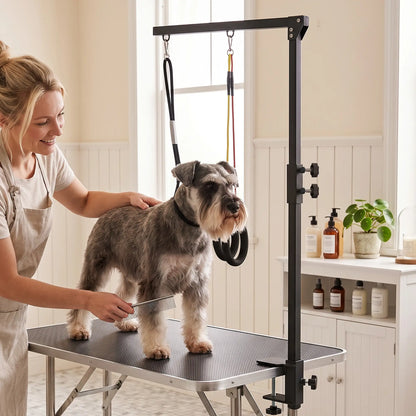 Dog Grooming Arm With Clamp, Adjustable, 18.9"-32.3", Black Dog Grooming Tables at Gallery Canada