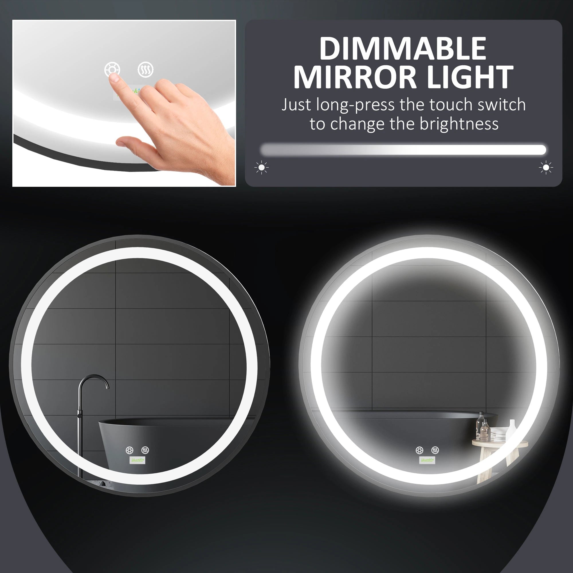 Dimmable LED Bathroom Mirror, Anti Fog Vanity Mirror, 28 In Bath Accessories at Gallery Canada