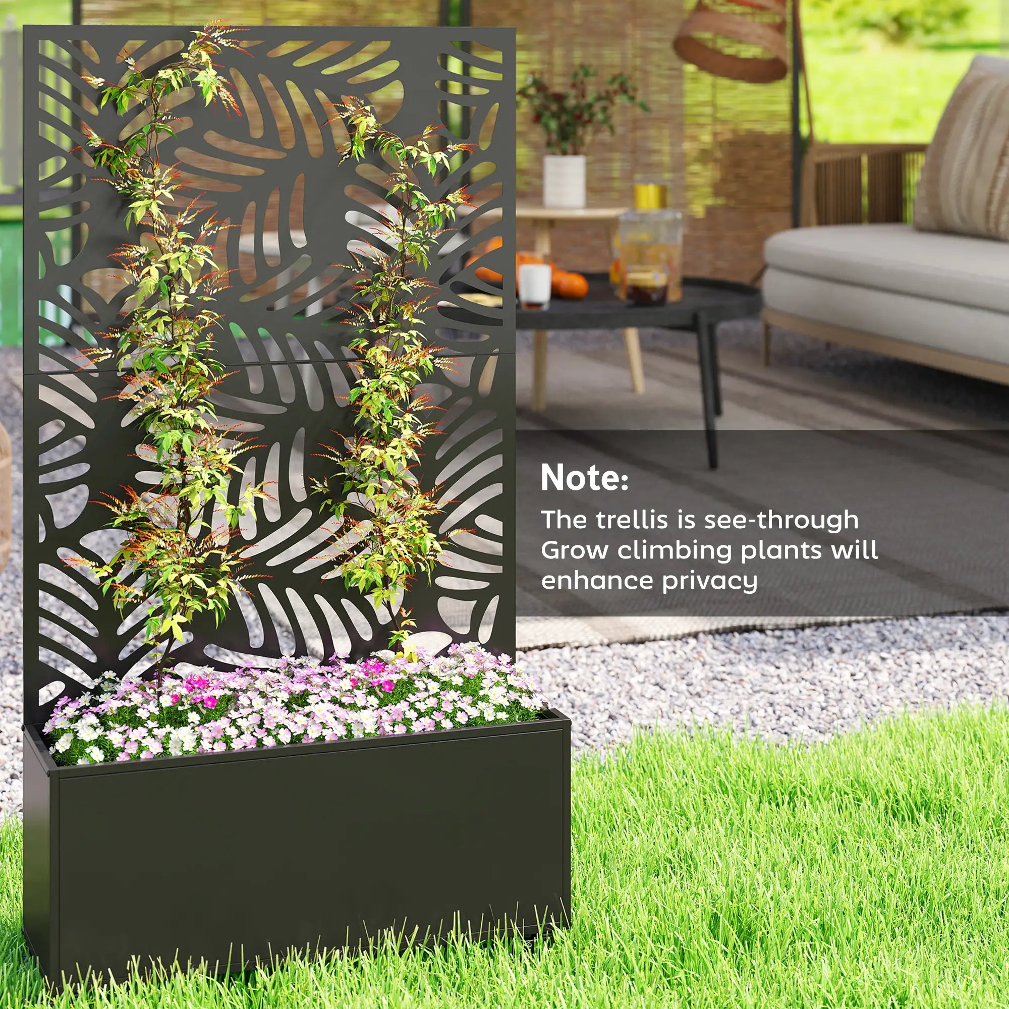 Metal Planter Box With Trellis, Raised Garden Bed With Monstera Leaf Cut-Out Galvanized Planter Boxes at Gallery Canada
